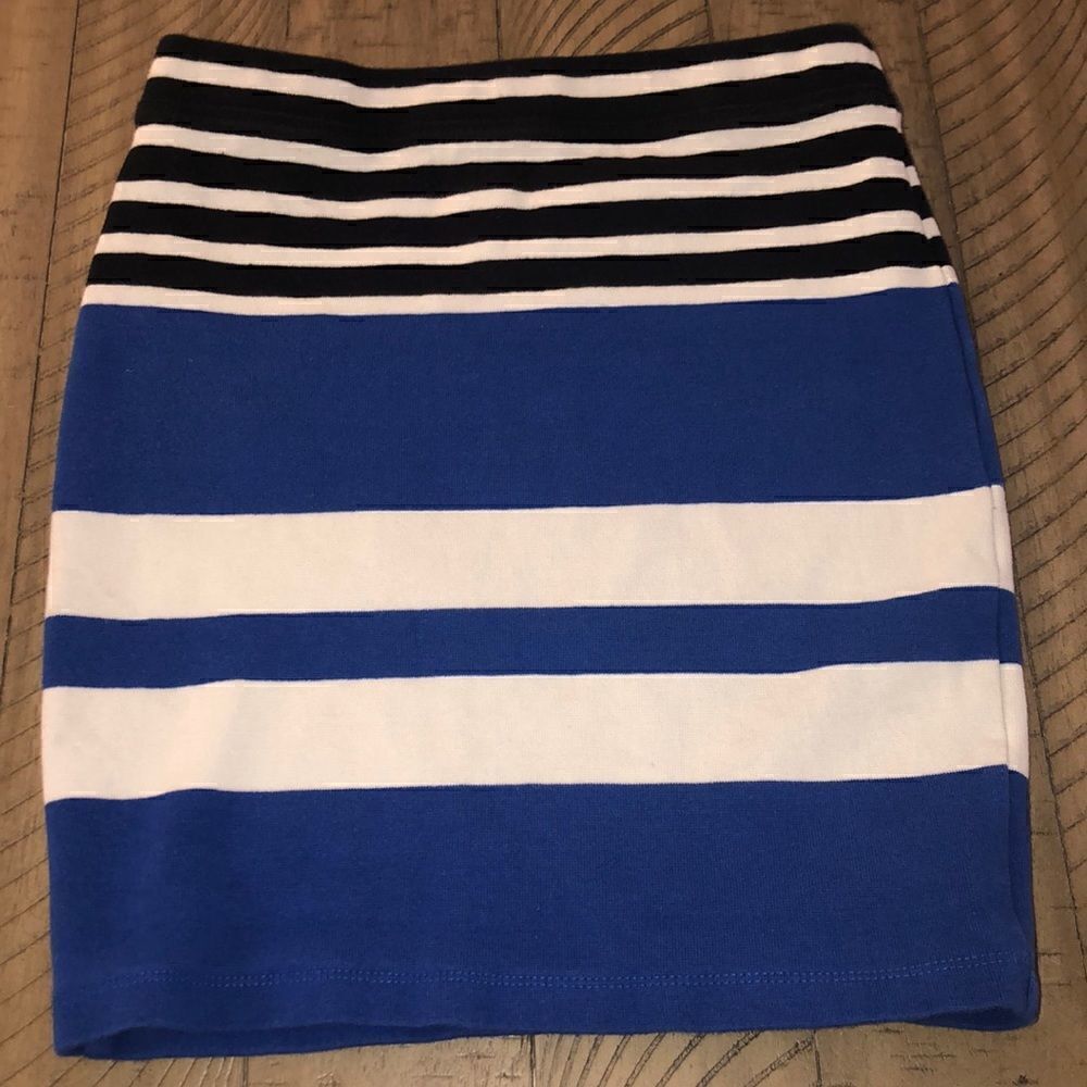 Alexander Wang Bold Stripe Cotton Spandex Skirt. Retro Nautical Ahoy! Designer.
